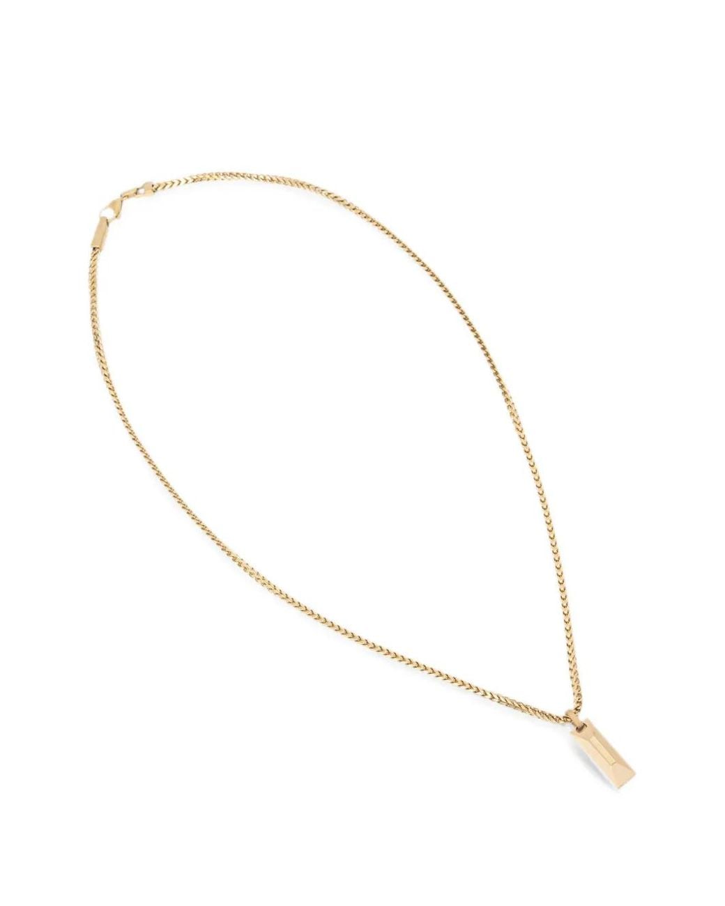 Guess White Geometric-Pendant Curb-Chain Necklace for men