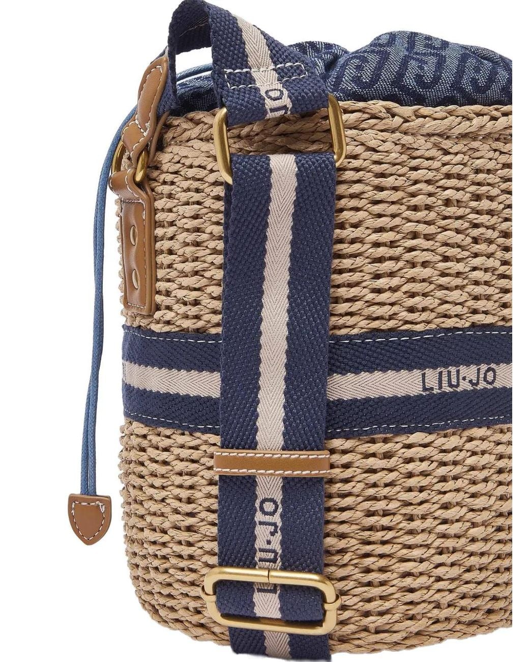 Liu Jo Gray Straw Bucket Bag