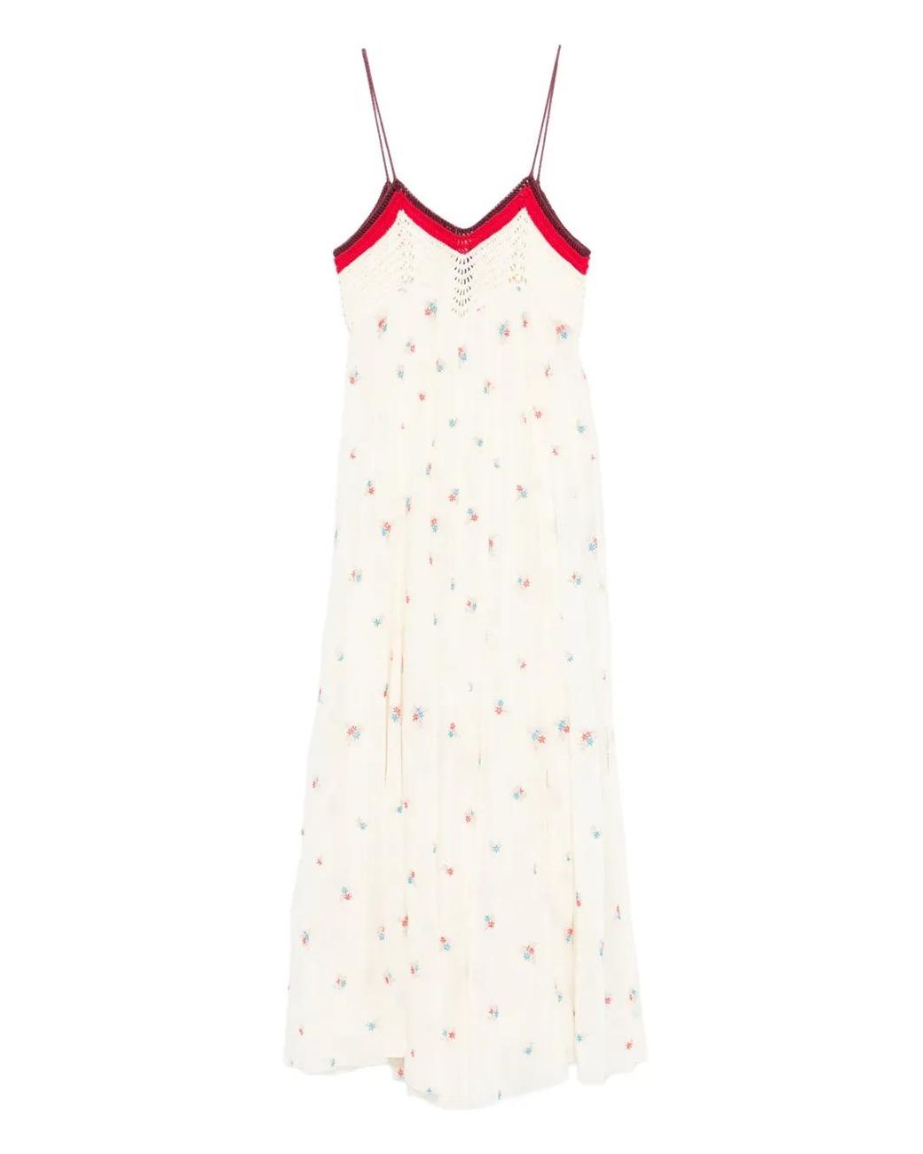 Forte_forte White Crochet-Knit Floral-Embroidered Maxi Dress