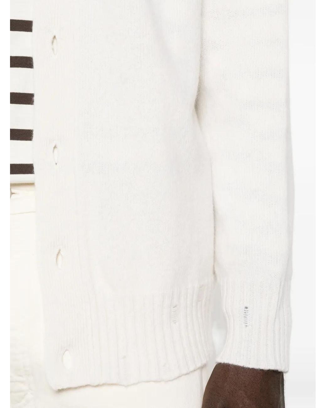 Amaranto White Button-Up Cardigan for men