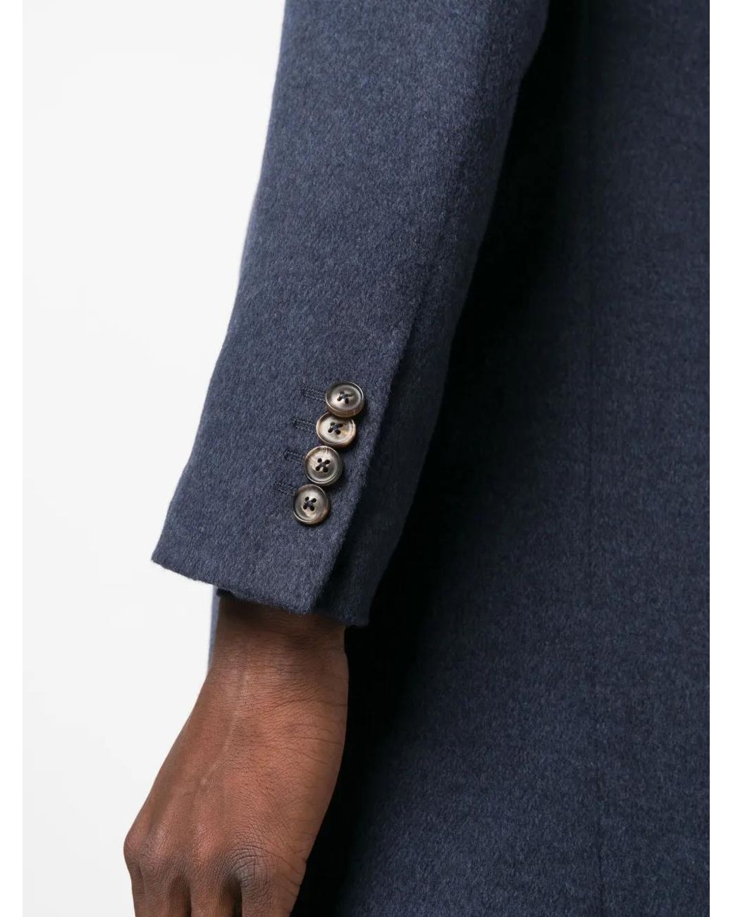Canali Blue Single-Breasted Wool-Blend Peacoat for men