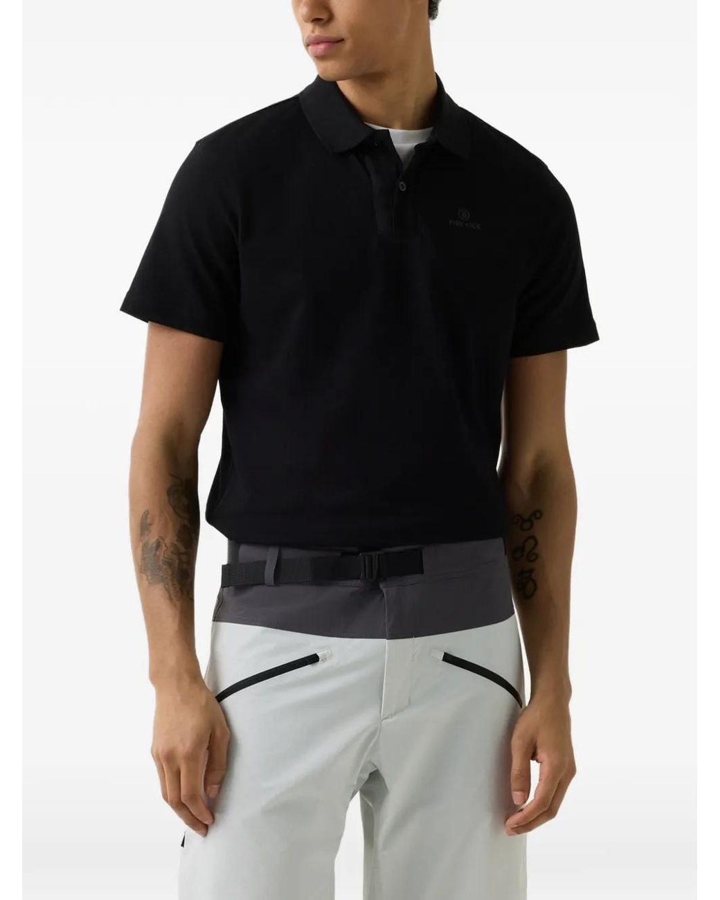 Bogner Fire + Ice Black Ramon Piqué-Weave Polo Shirt for men
