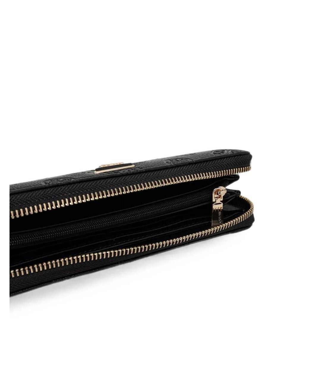 Guess Black 4G Monogram-Embossed Zip-Around Wallet