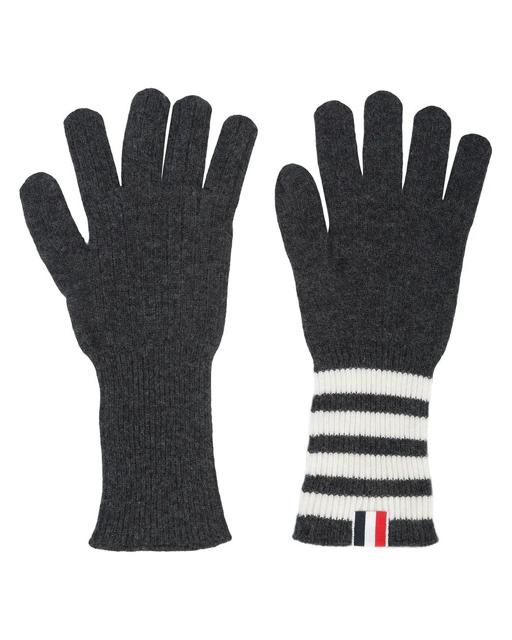 Thom Browne Black 4-bar Cashmere Gloves for men