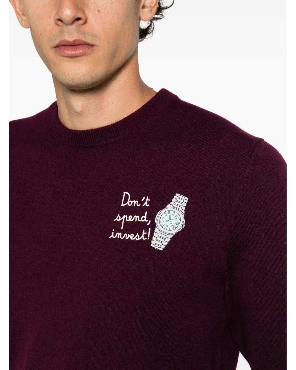Mc2 Saint Barth Purple Heron Embroidered Crew-Neck Sweater for men