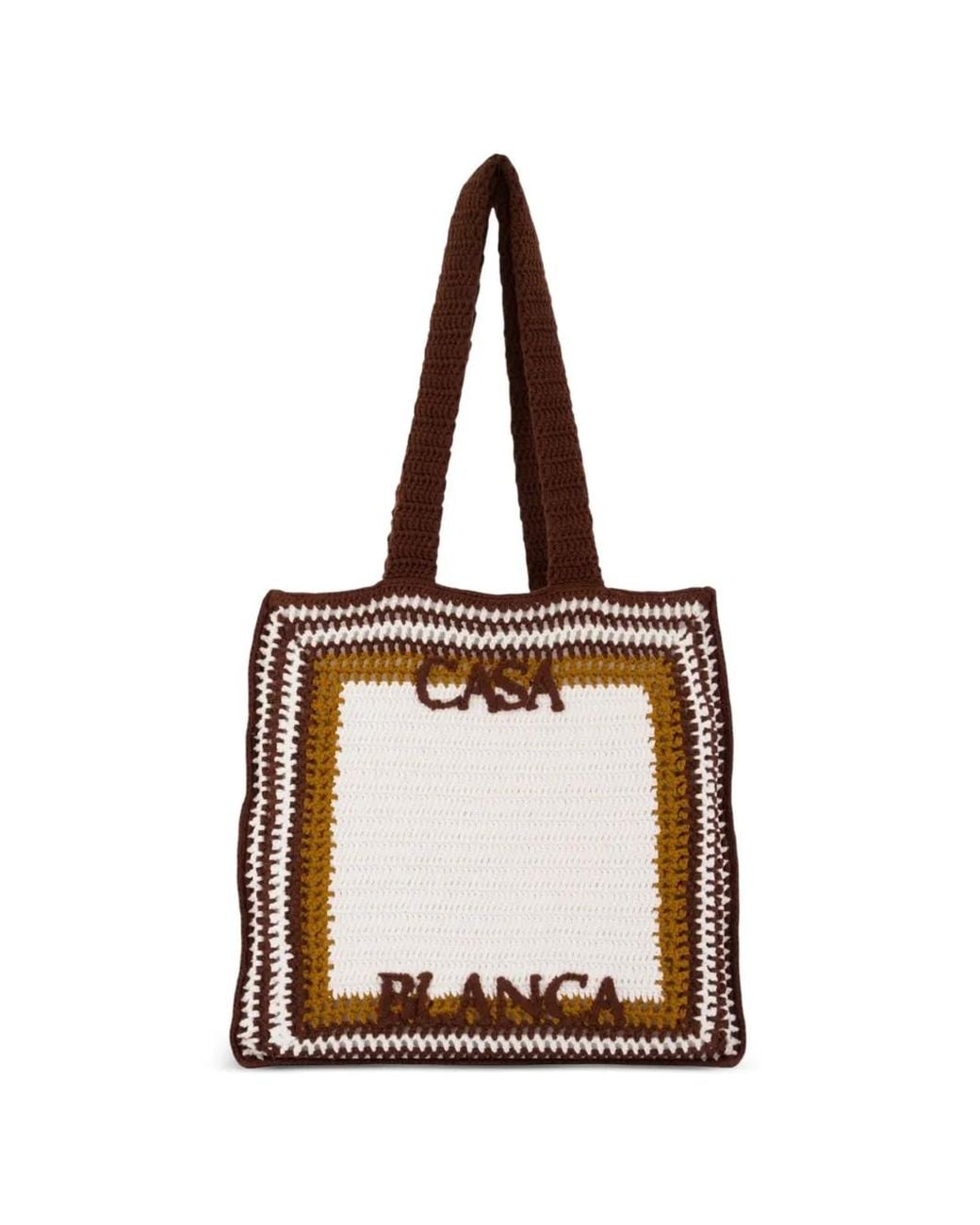 Casablanca White Sac Cabas En Crochet De Coton