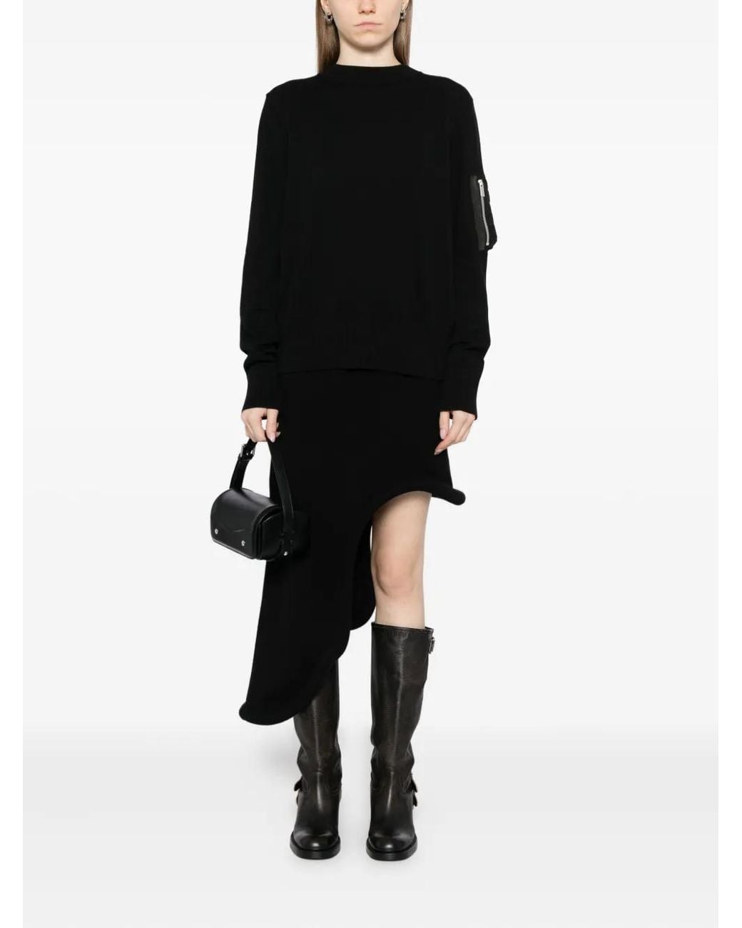 Sacai Black Nylon-Patch Jumper