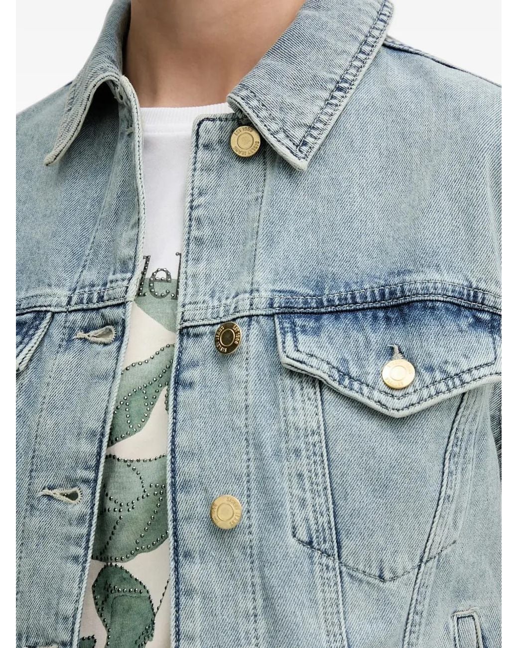Sisley Blue Button-Front Denim Jacket