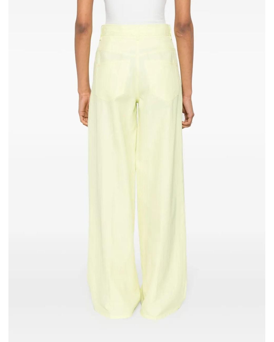 Forte_forte Yellow Vicose Cotton Chic Twill 5 Pockets Pants Clothing