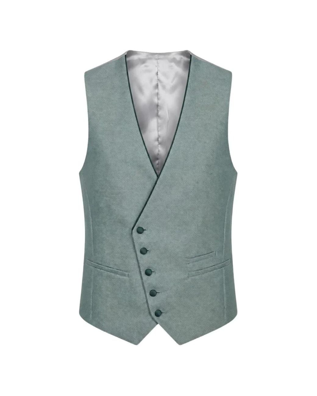 ETIEM TEXTIL S.L. Blue Asymmetric-Fastening Textured Waistcoat for men