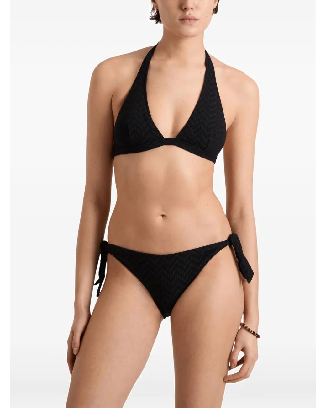 Vilebrequin Black Jacquard-Chevron Bikini Bottoms