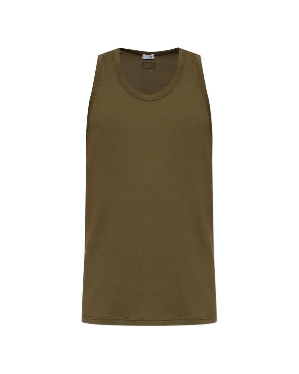 MM6 by Maison Margiela Green Logo-Patch Tank Top for men