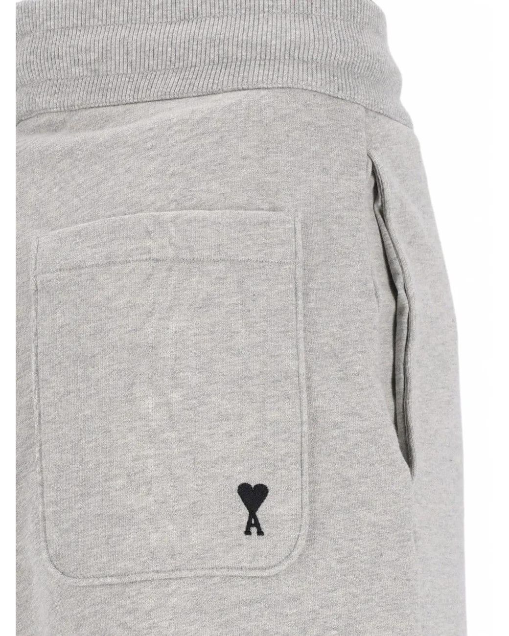 AMI Gray Ami De Coeur Track Pants