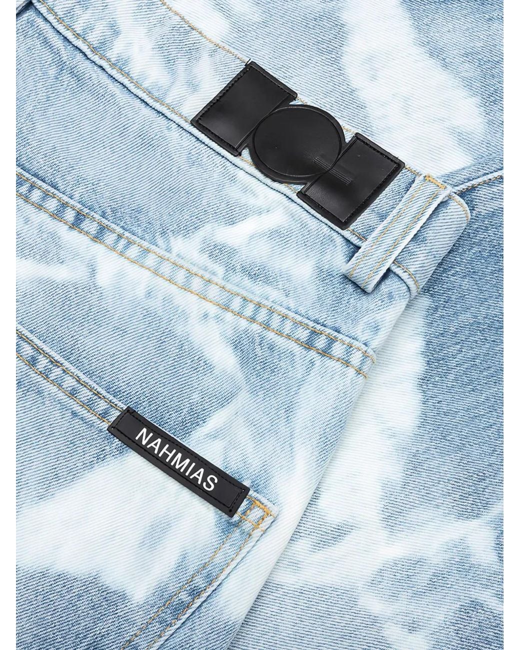 NAHMIAS Blue Bleach-Dye Five-Pocket Jeans for men