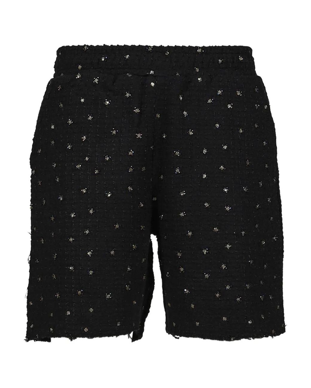 Honor The Gift Black Embellished Tweed Shorts for men
