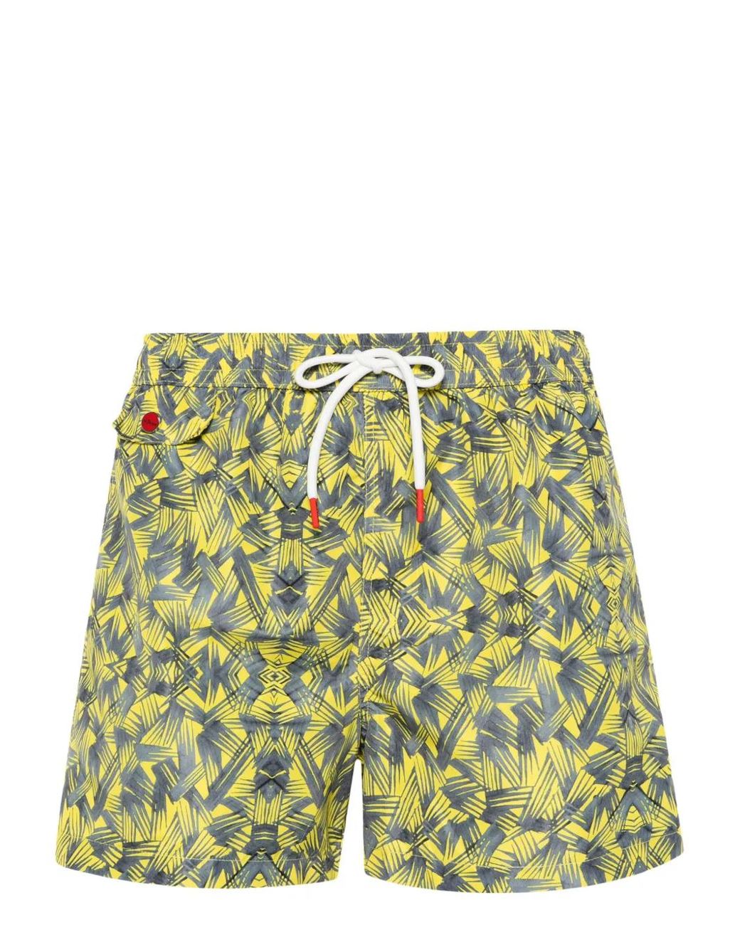 Kiton Green Graphic-Print Swim Shorts for men