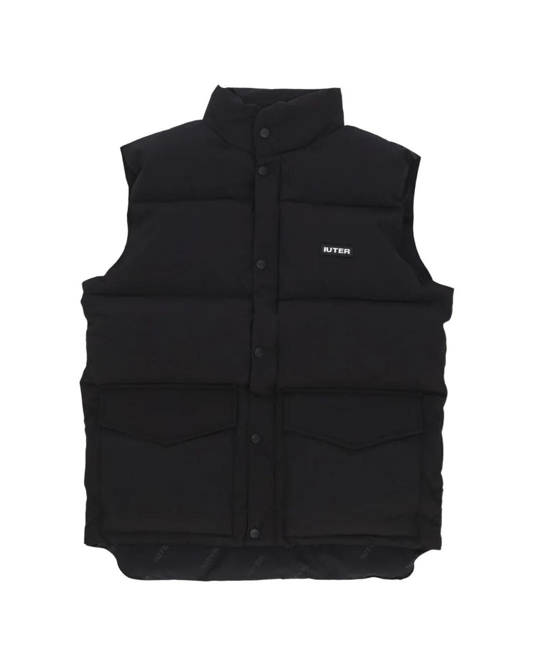 Iuter Black Padded Logo-Print Gilet for men