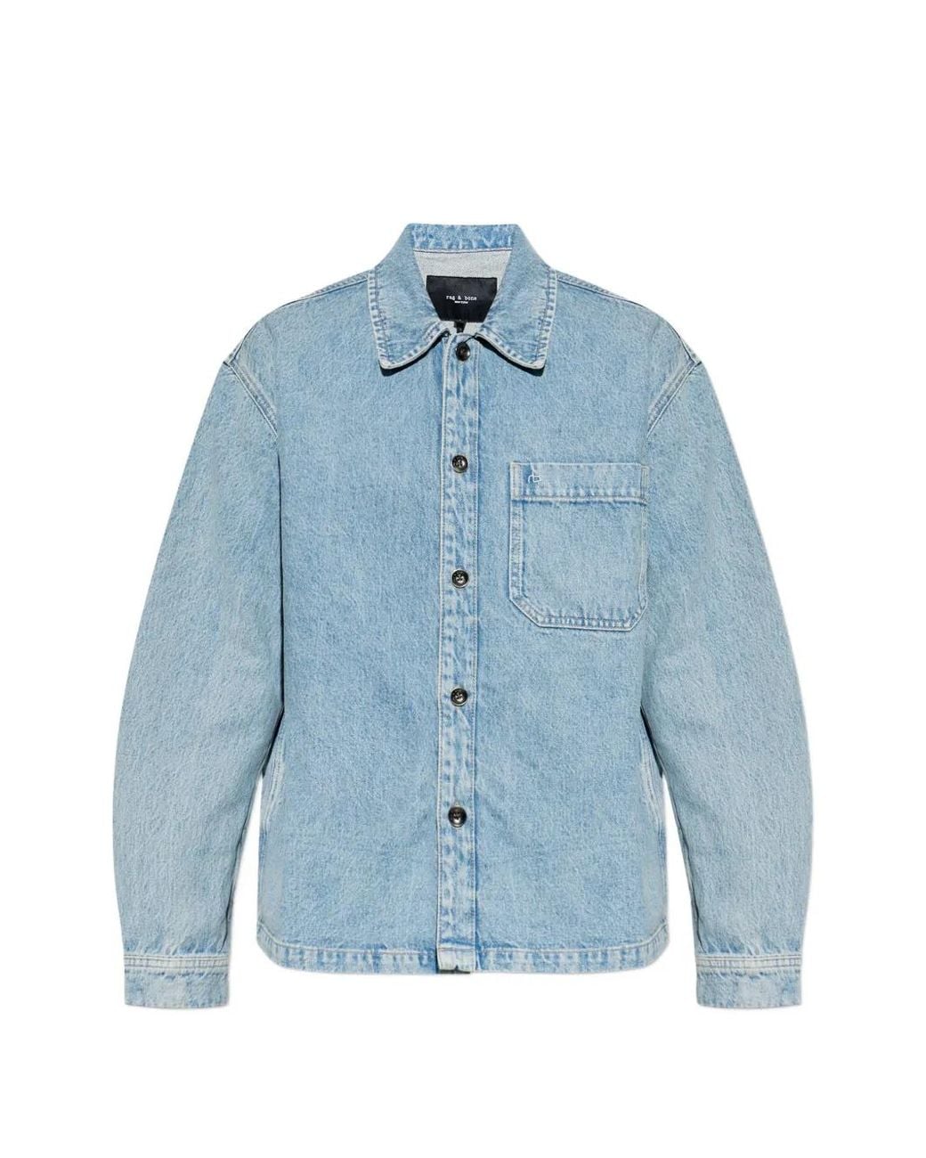 Rag & Bone Blue Button-Up Denim Jacket for men