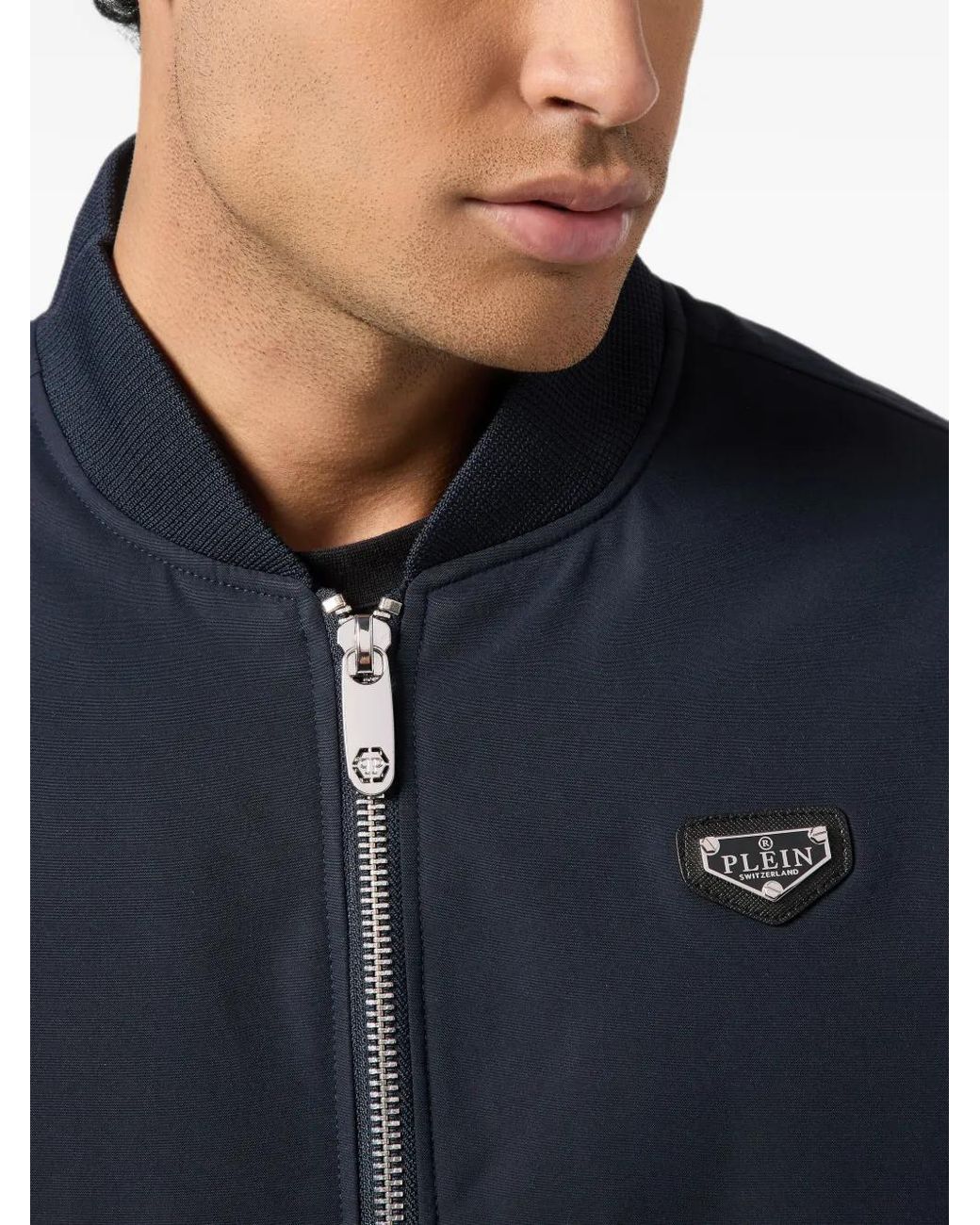 Philipp Plein Blue Nylon Bomber Jacket for men