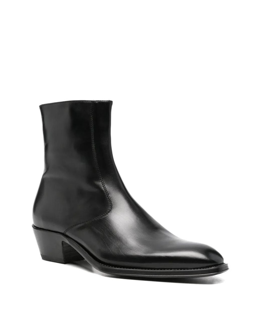 Eraldo Black Side-Zip Leather Ankle Boots for men