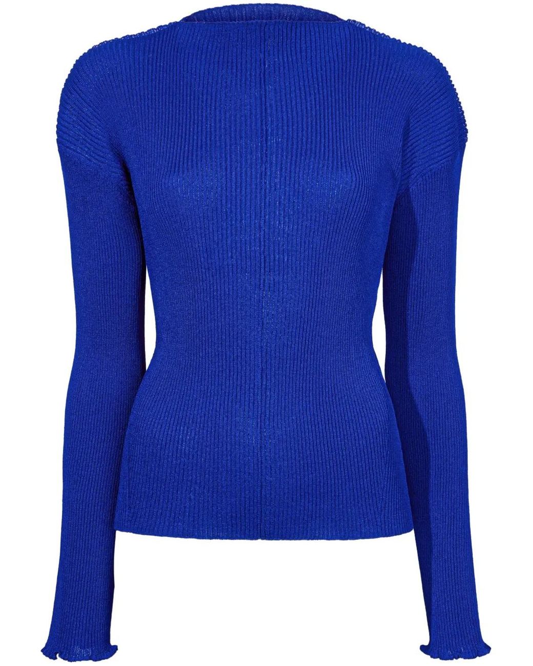 Proenza Schouler Blue Mock-Neck Ribbed Sweatshirt