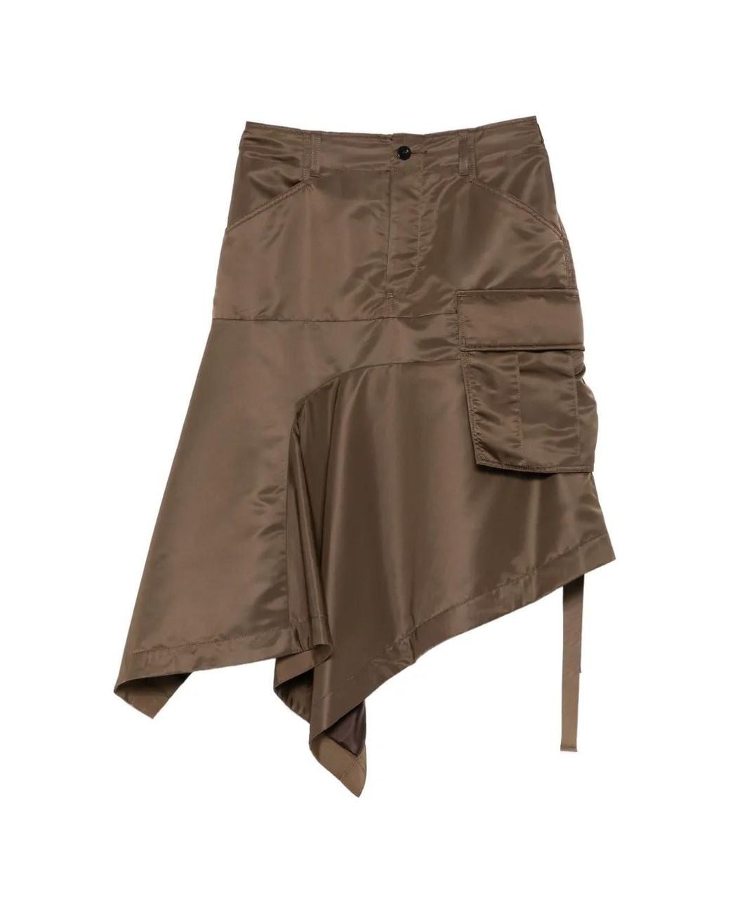 Sacai Natural Asymmetric-Hem Cargo Skirt