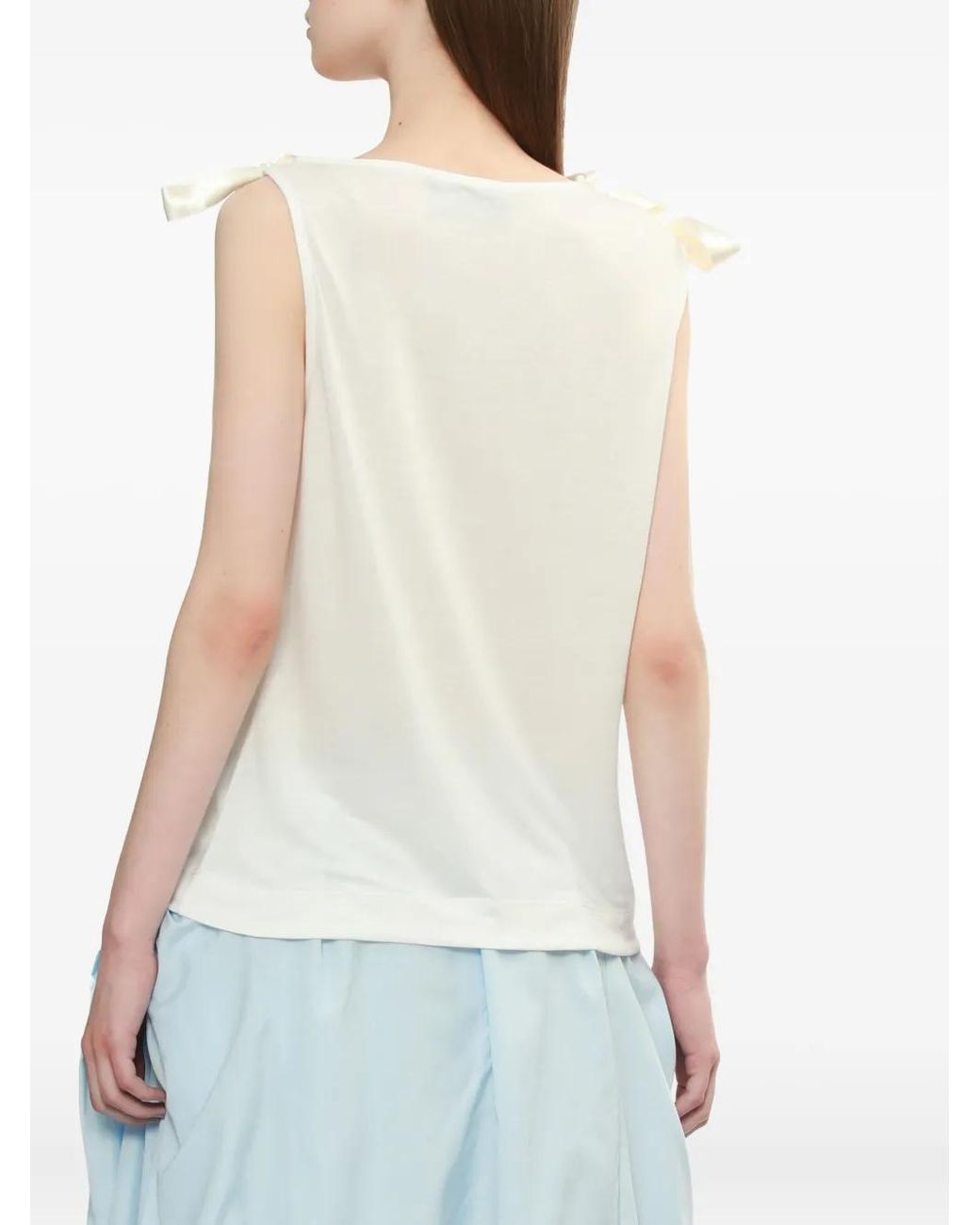 Simone Rocha White Ribbon-Detail Sleeveless Top