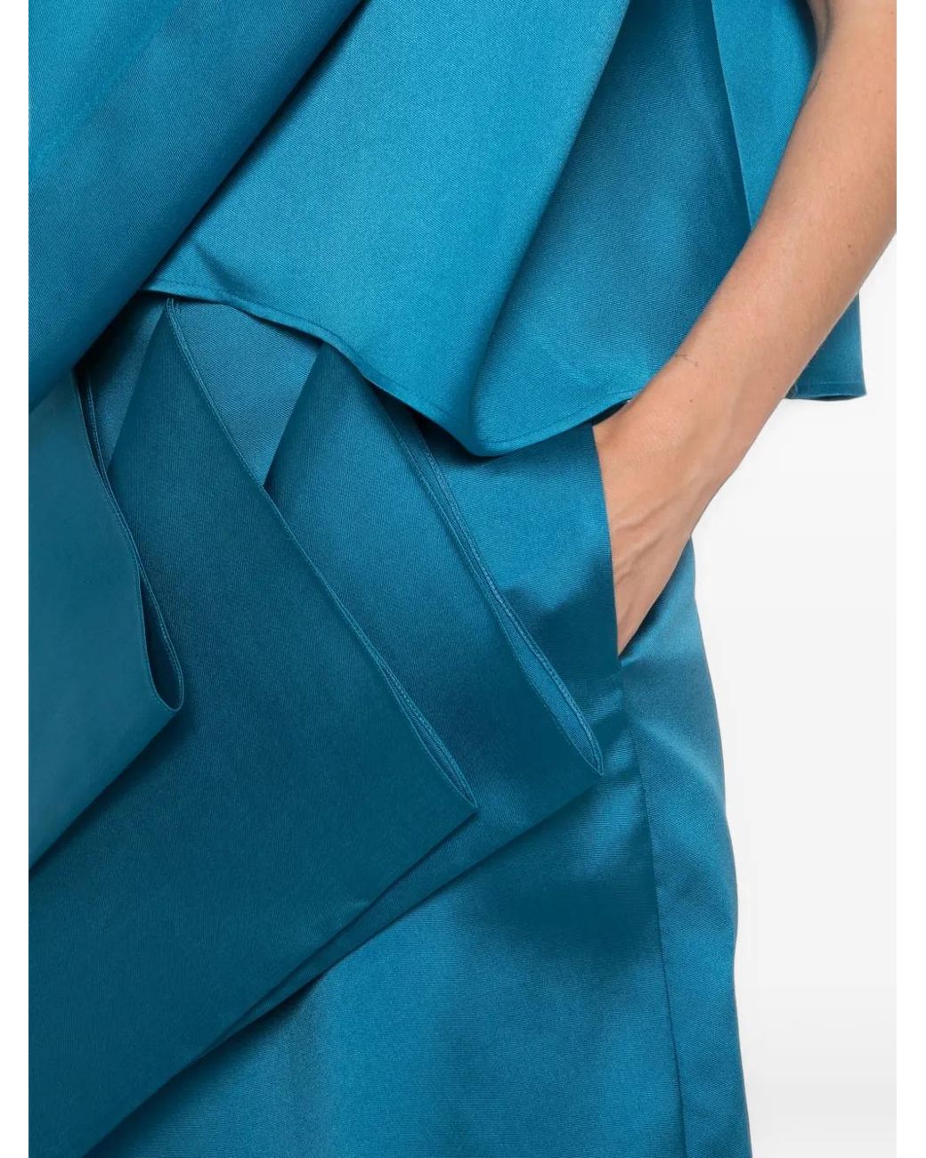 Lutz Huelle Blue Fleuron Draped Midi Skirt