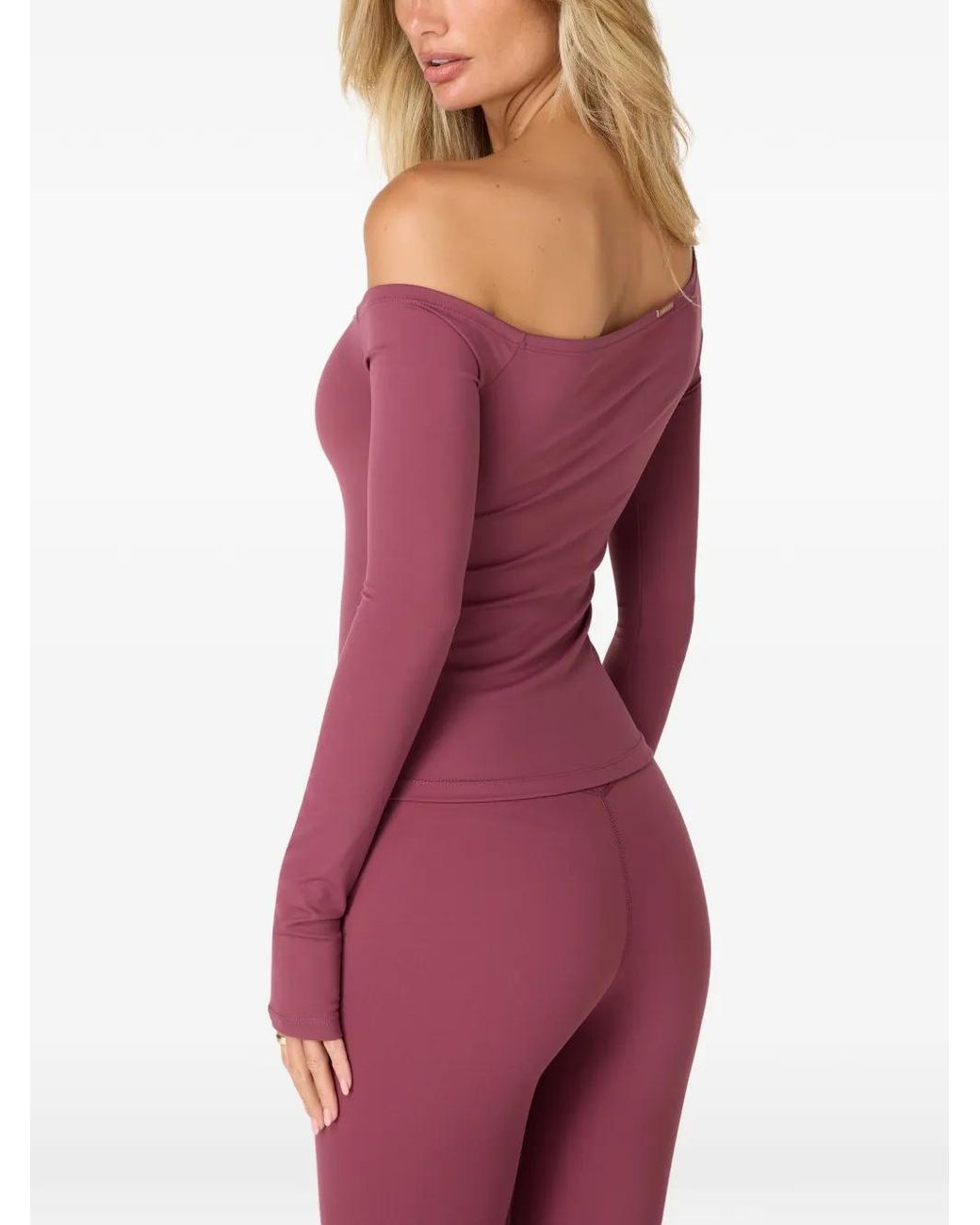 AMADAWEAR Purple Sabrina Asymmetric Top