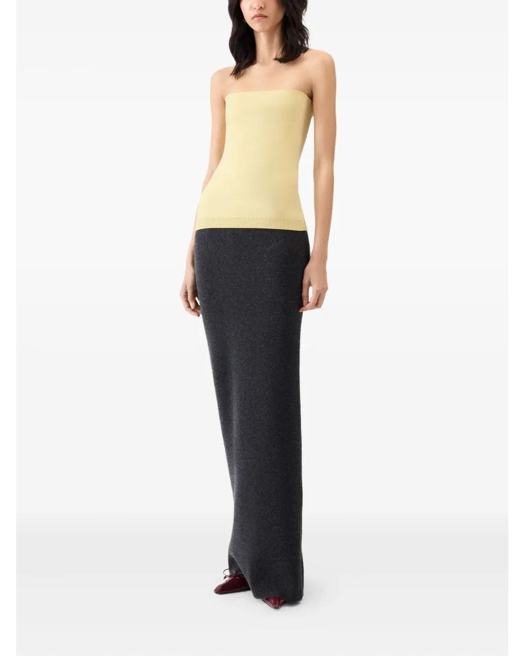 Jacquemus Yellow Strapless Knitted Top