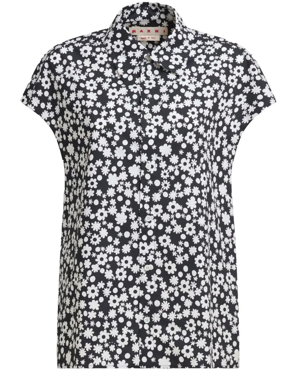 Marni Black Floral-Print Shirt