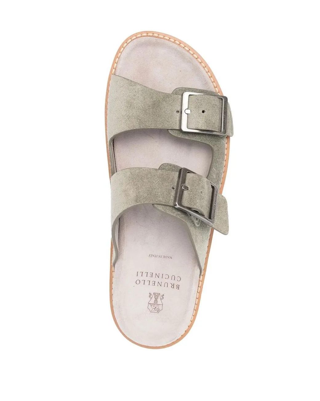 Brunello Cucinelli White Buckled-Strap Slides for men