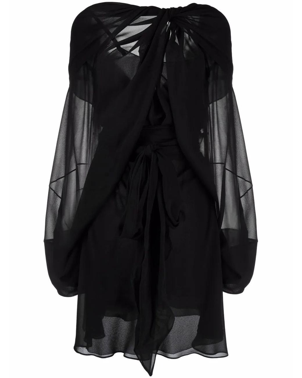 Maison Margiela Black Draped Silk Mini Dress