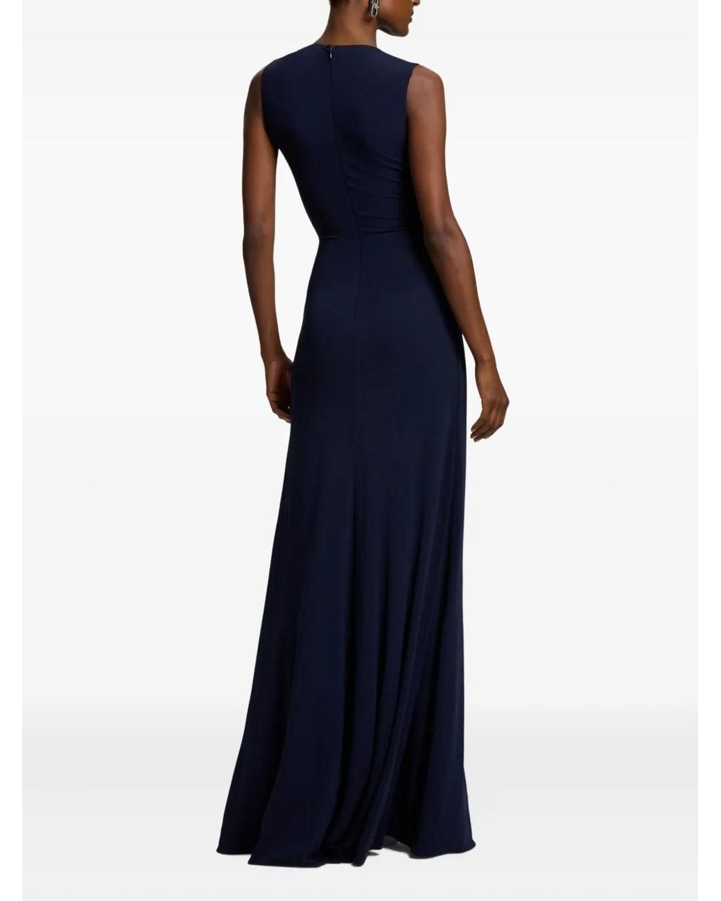 Ralph Lauren Blue Twist Pleated Maxi Evening Dress