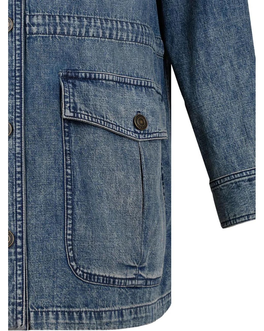 Isabel Marant Blue Button-Fastening Denim Coat