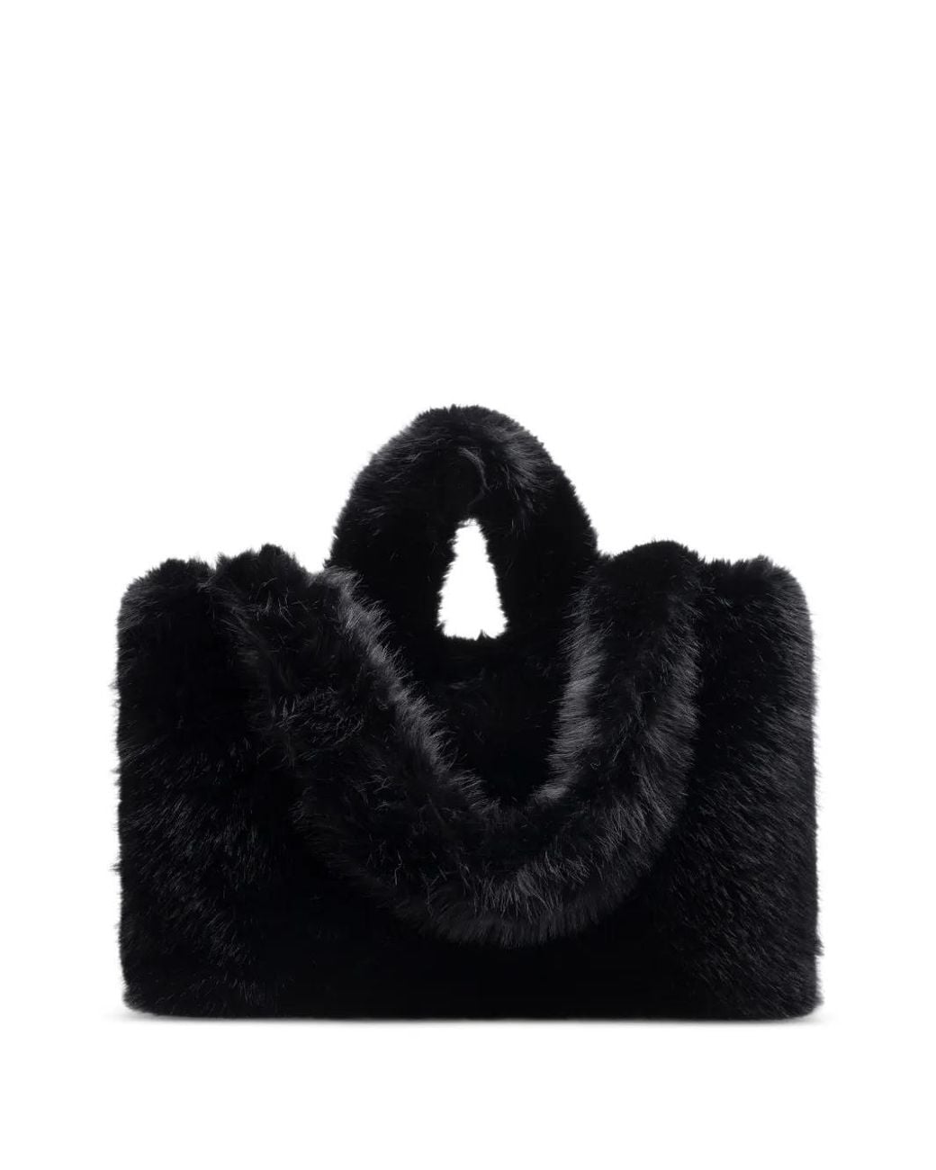 Stand Studio Black Livi Faux-Fur Zipped Tote Bag