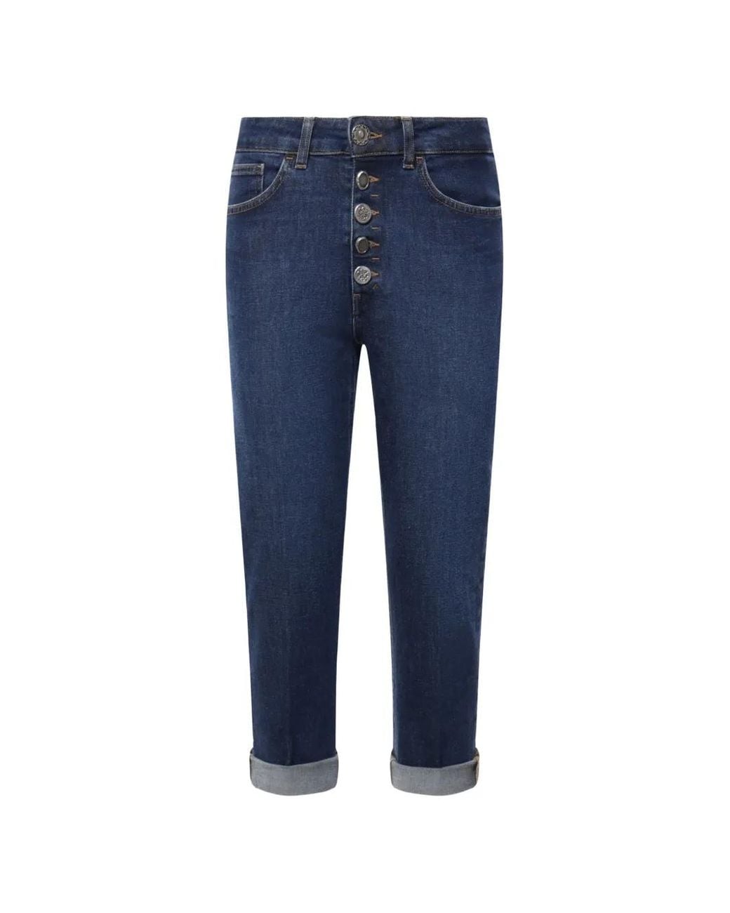 Dondup Blue Koons Button-Front Cropped Jeans