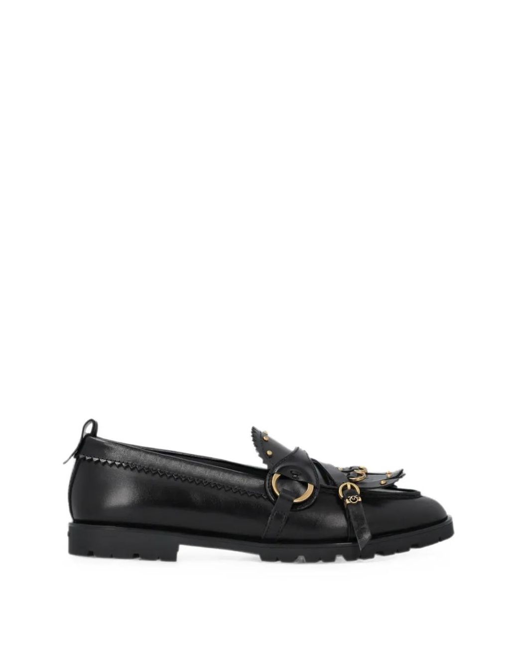 Pinko Black Studded Fringed Loafers