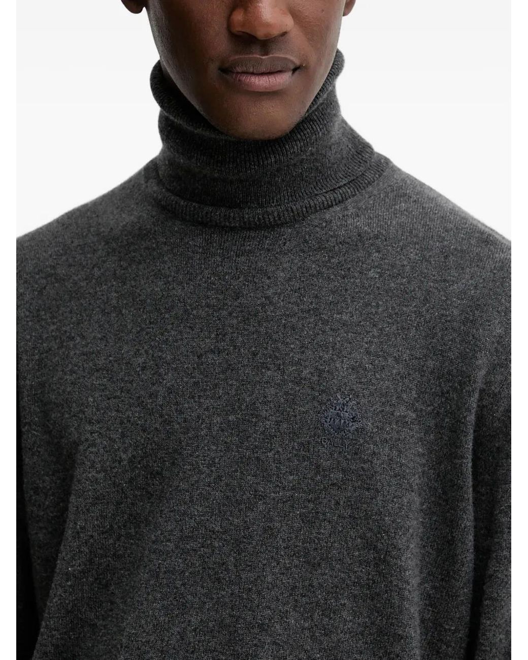 Bally Black Logo-Embroidered Roll-Neck Sweater for men