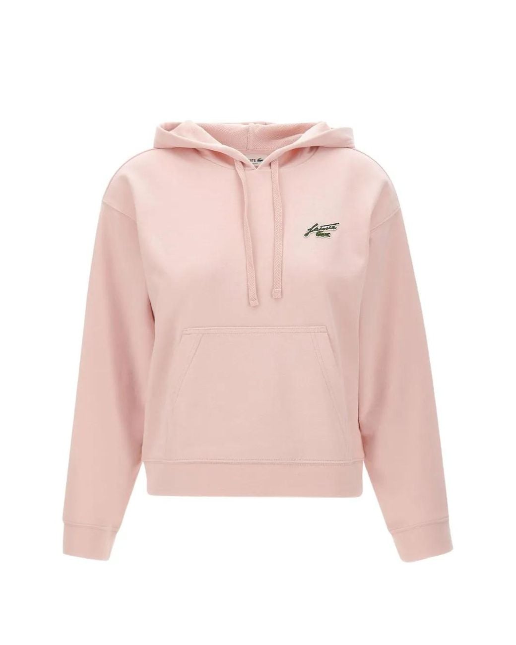 Lacoste Pink Badge Accent Fleece Hoodie