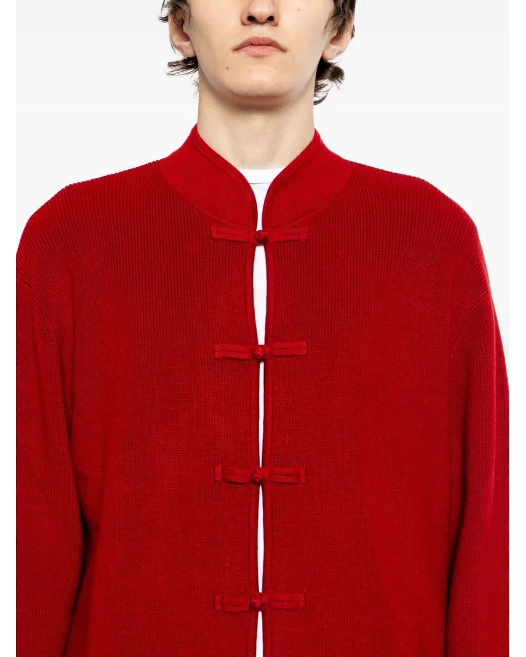 TEAM WANG design Red X Jdb Mandarin-Collar Cardigan for men