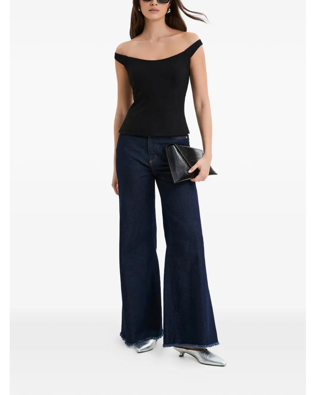 MARCELLA Blue Eliana Off-Shoulder Top