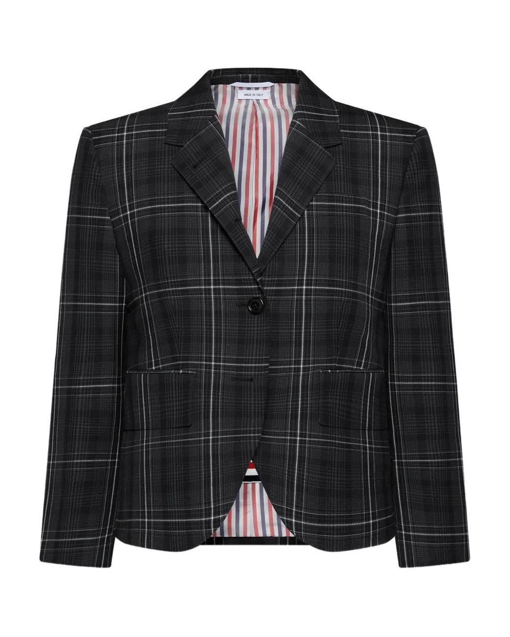 Thom Browne Black Windowpane Plaid Cool Wool Sportcoat