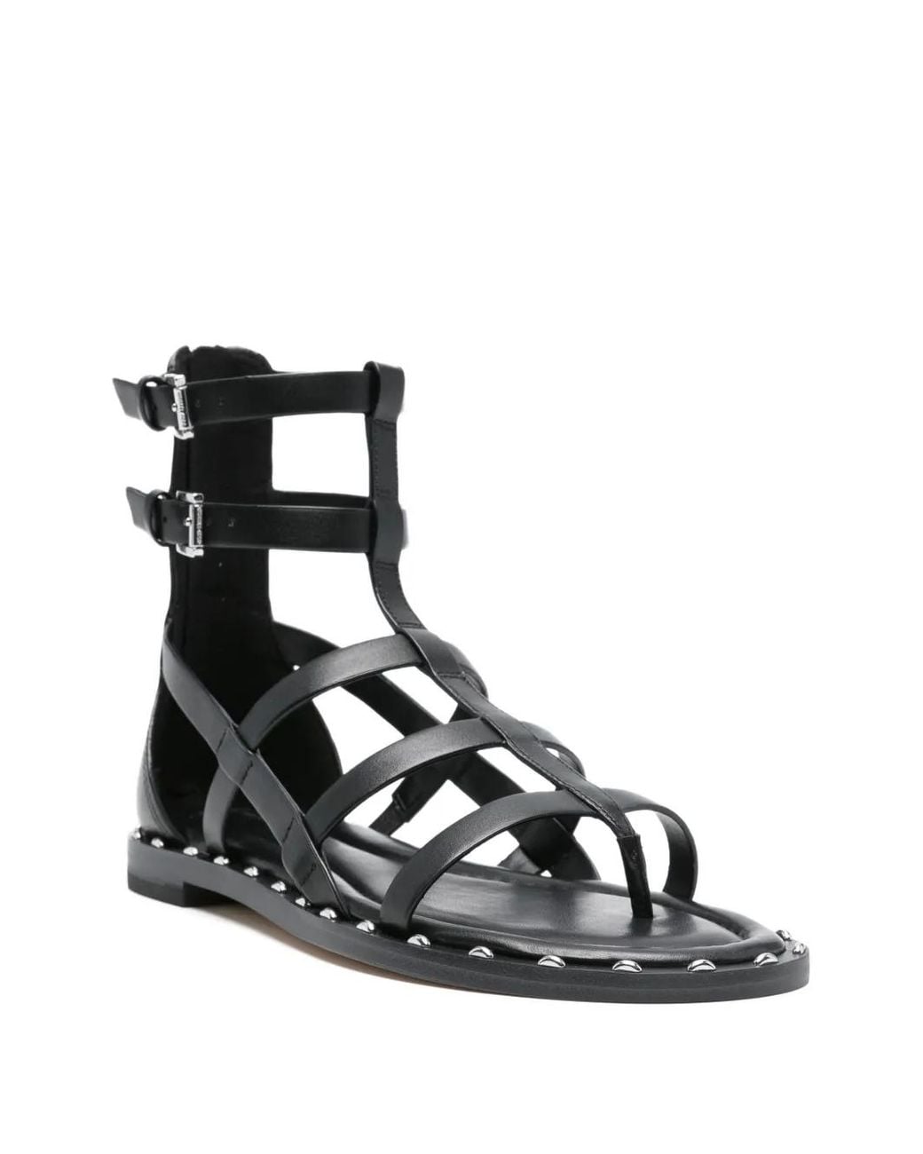 Michael Kors White Noa Buckle-Detail Studded Sandals