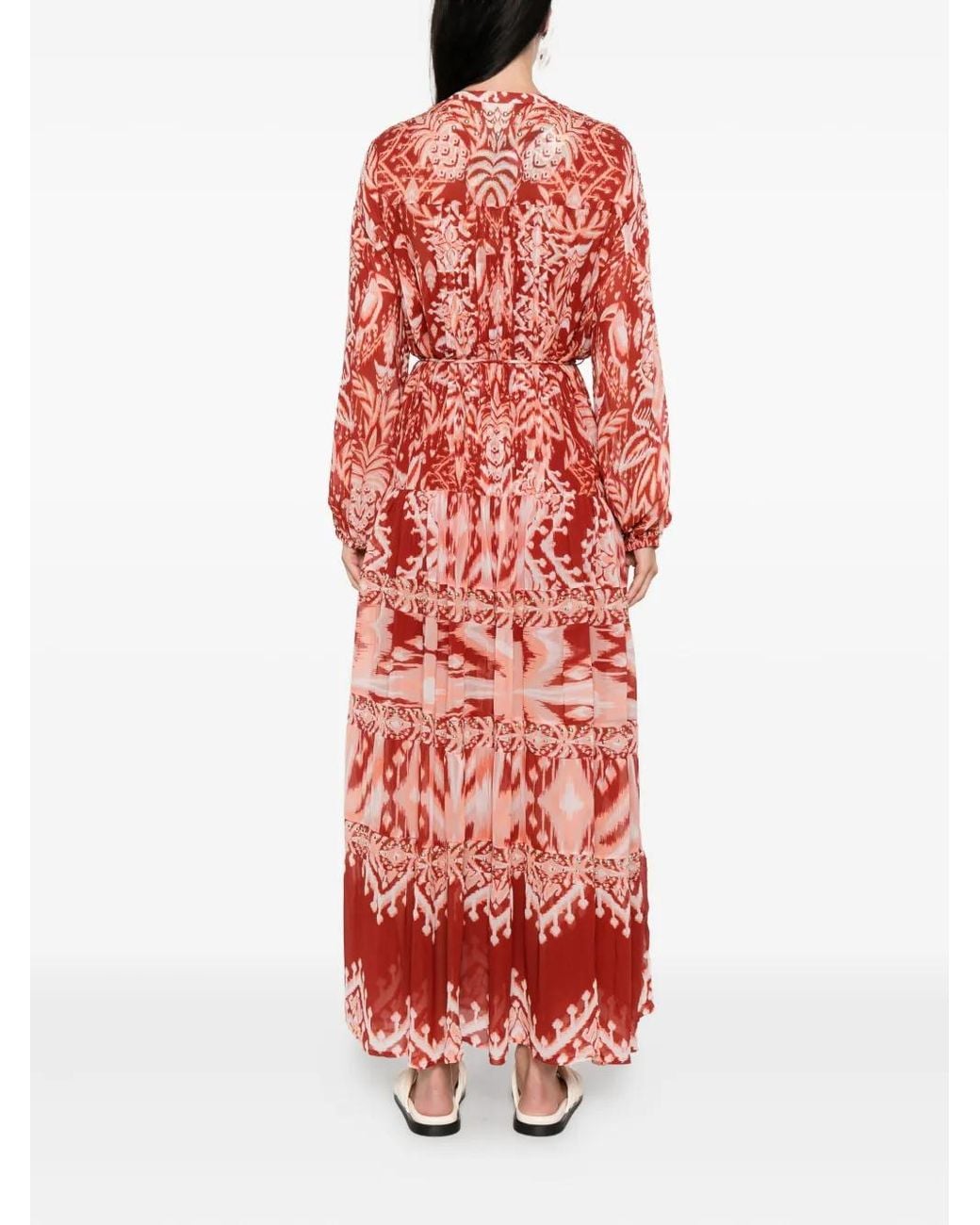 Farm Rio Red Tropical-Print Maxi Dress