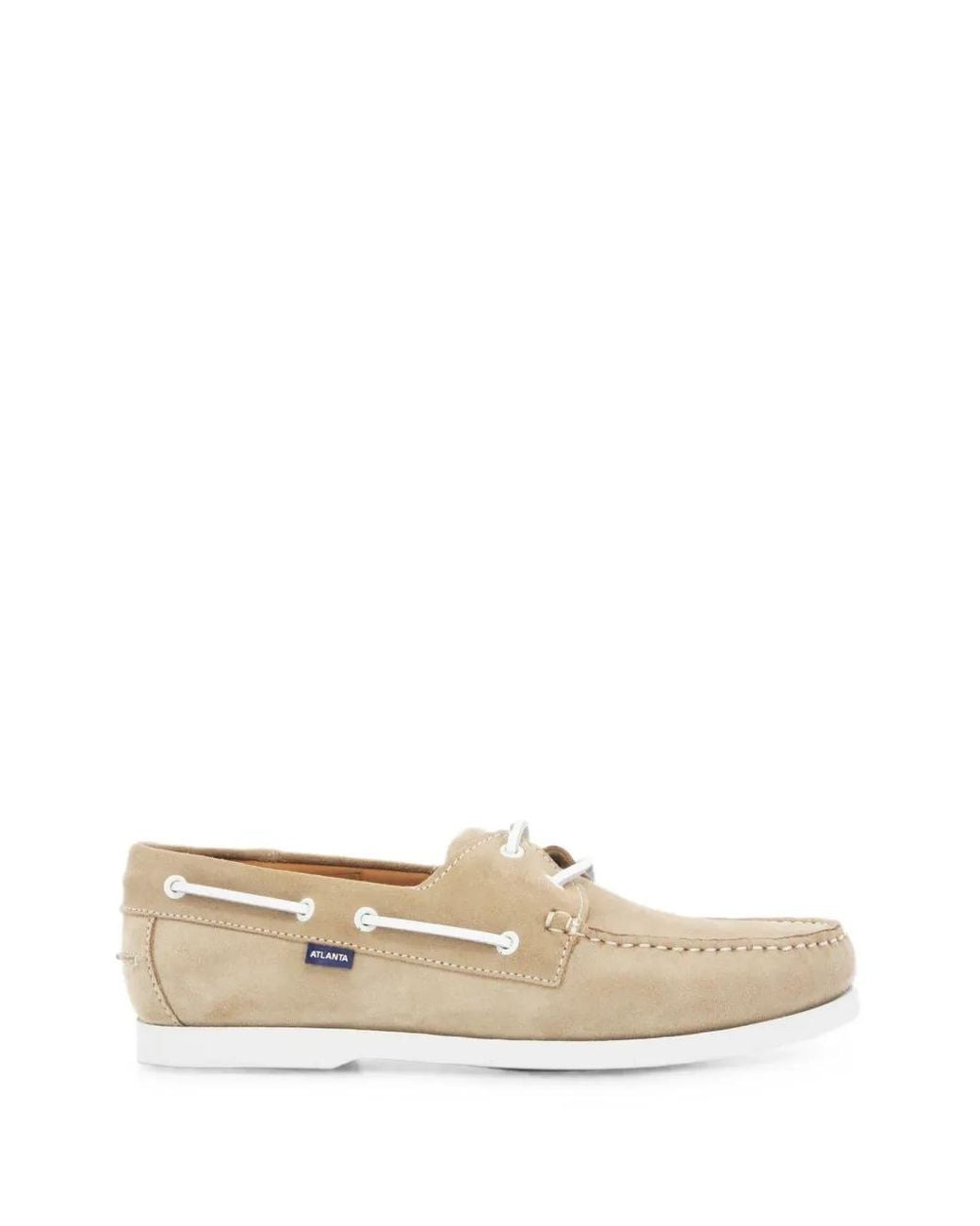 ATLANTA MOCASSIN Natural Lace-Up Suede Boat Shoes for men
