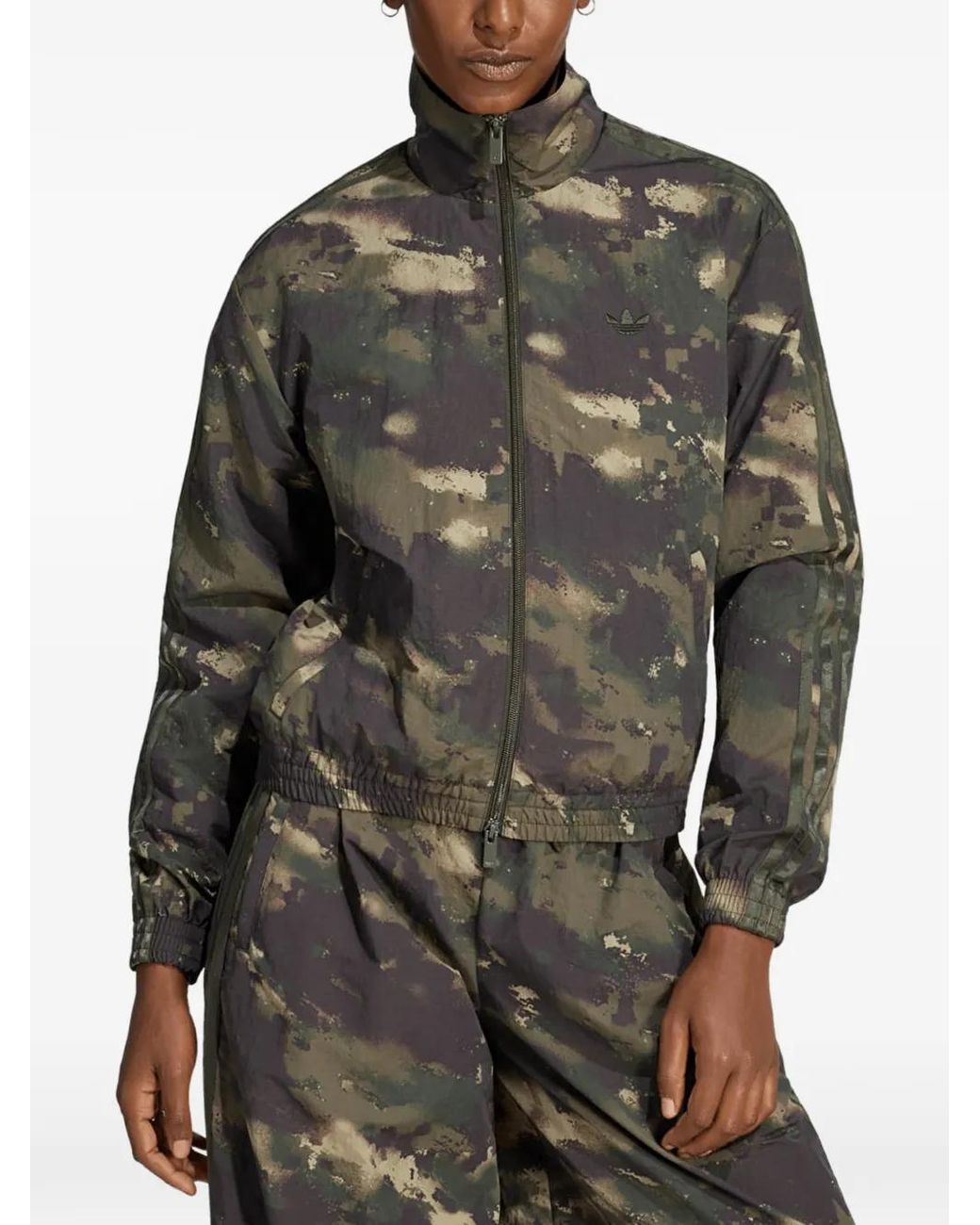 Adidas Gray Camouflage-Print Track Jacket