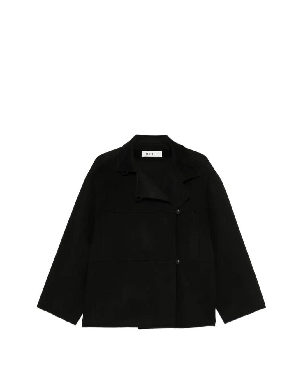 Rohe Black Double-Breasted High-Neck Jacket