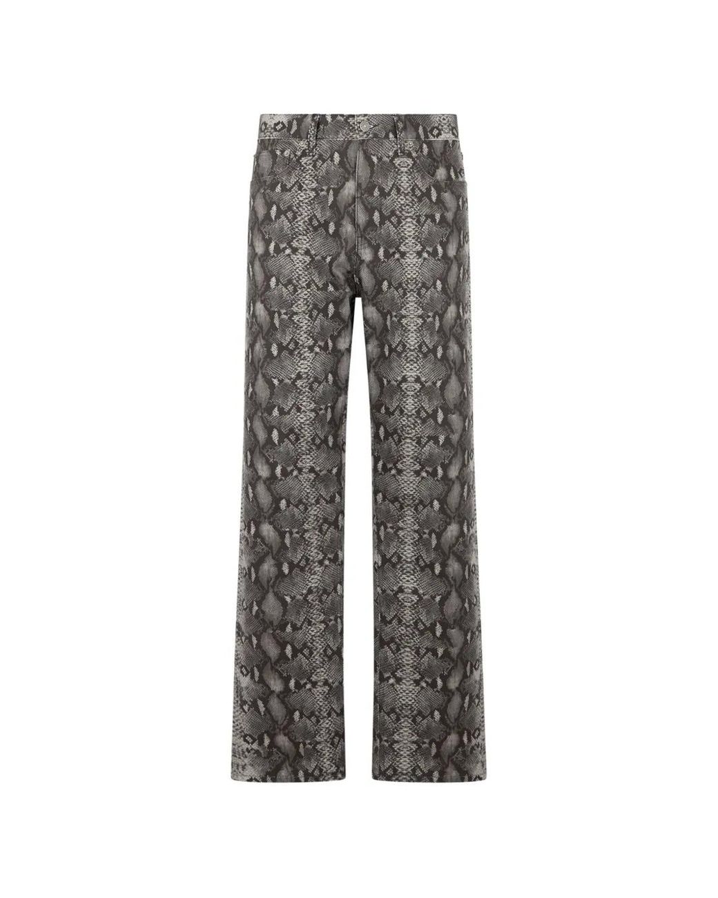 Roberto Cavalli Gray Python-Print Jeans for men