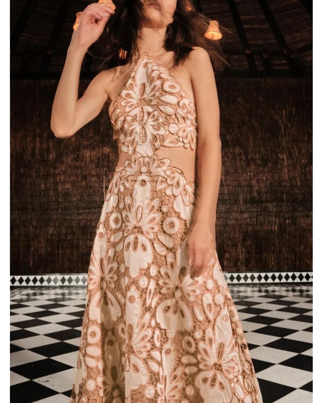 Johanna Ortiz Metallic Morning Groove Floral Midi Dress